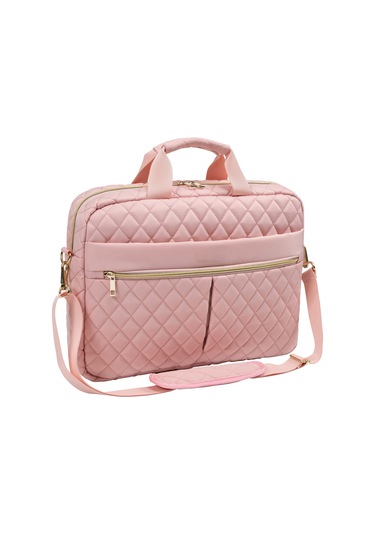 Xindoker 15.6 İnç Pembe Desenli Dikişli Bilgisayar Çantası - Tsa Uyumlu, Çok Bölmeli, Su Geçirmez, Ergonomik Askılı Ve El Çantası Pembe