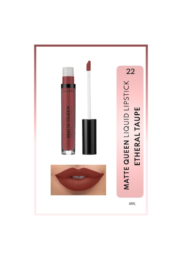 Note Cosmetique Matte Queen Lipstick Kalıcı Mat Likit Ruj - 22 Etheral Taupe - Kahverengi