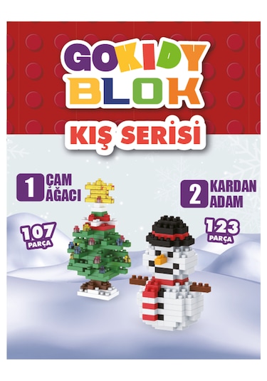 Blok Yılbaşı Serisi - Kardan Adam Ve Yılbaşı Ağacı