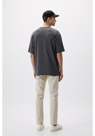 Erkek Oversize Basic Tişört Unisex %100 Pamuk Rahat Kalıp Gri