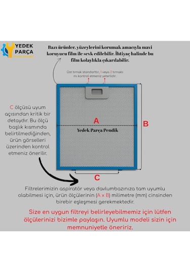 Siemens: Lc67bc532 265x358 Mm Aspiratör & Davlumbaz Tel Yağ Filtresi Model: 00703451 26,5x35,8 Mm