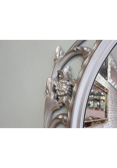 Ayna Denizi Vintage Taç Model Gümüş Renk Dekoratif Ayna Gümüş