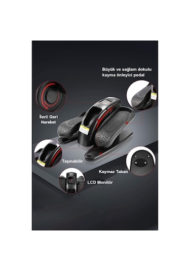 Vibrolegs Eliptik Kondisyon Bisikleti - Egzersiz Aleti - Esnek Ta Siyah