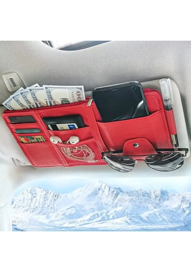 Araba Visor Organizatör Araba Visor Güneş Gözlüğü Tutucu Visor Aksesuarları Kamyonlar Için 1pc Red