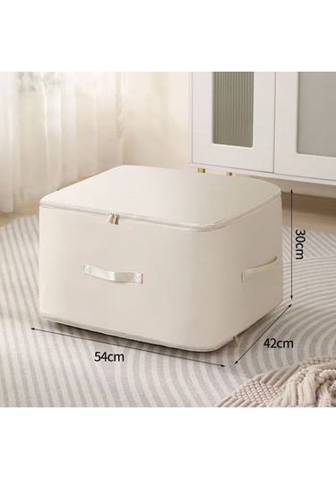 Vkemall Bej Organize Edici Depolama Çantası - İçki Suya Ve Nem'e Dayanıklı, Çift Yönlü Reçme, Geniş Tutamaklı, Giysi Ve Yorgan Saklama İçin 54 42 30cm Bej