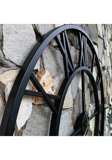 Ferforje Metal Dekoratif Duvar Saati 76Cm Roma Rakamlı 3 Boyutlu