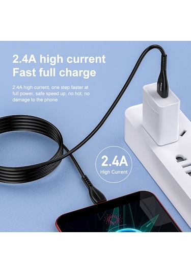 Awei Cl-115m 1m 2.4a Usb İle Mikro Usb Şarj Kablosu