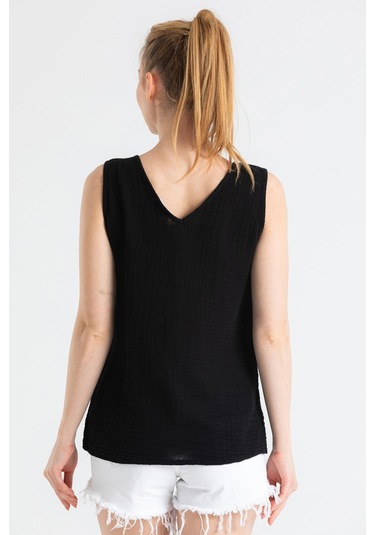 Kolsuz Müslin Melis Bluz Siyah Syh-siyah Siyah