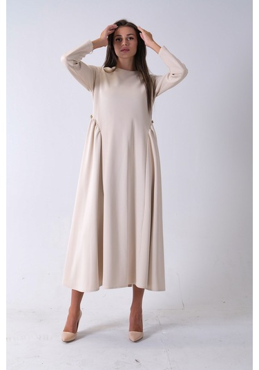 Feminist Taş Bisiklet Yaka Scuba Tesettür Elbise 4593445.50 Taş