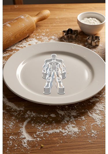 Demir Adam Kurabiye Kalıbı, Hamur Şekillendirici, Bisküvi Kalıbı, Kolay Kesim Ucu Beyaz