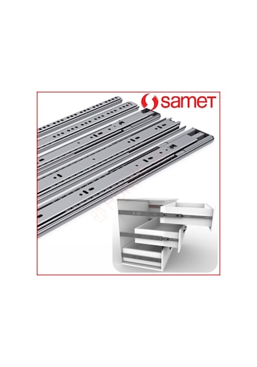 Samet Teleskopik Çekmece Rayı Çekmece Kızağı Bilyel 35 MM x 50 CM Ölçülü