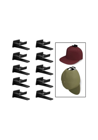 Suntek Duvar Şapka Kancası Şapka Rafı Şapka Depolama Dayanıklı Siyah 10 Adet Çok Renkli