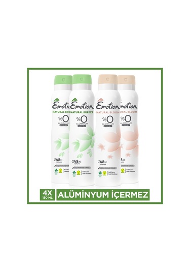 Emotion Natural Breeze & Natural Bloom Kadın Deodorant 4x150 Ml
