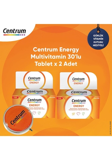 Centrum Energy Multivitamin 2 x 30 Tablet + Günlük Vitamin Kutusu