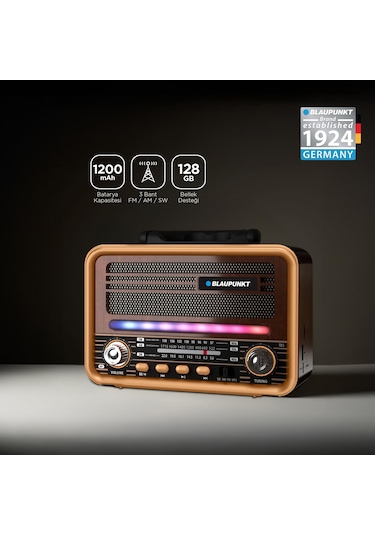 Blaupunkt R85 Nostaljik Bluetooth Radyo Type-c Şarjlı Tws Dual Bağlantı Fm/am/sw Kahverengi