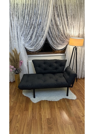 Modern Ikili Yataklı Kanepe Tekli 2'li Çift Kişilik Koltuk Ev Ofis Balkon Teras Kanepesi - Antrasit Antrasit Modernk010