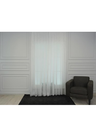 Murcia Dökümlü Tül Perde Pilesiz Ekru
