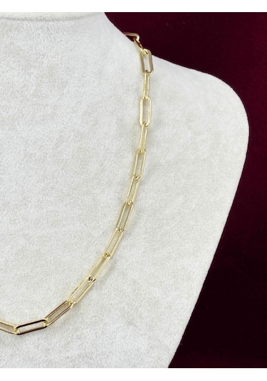 14 K Renginde Büyük Ataç Şekilli Gold Kolye 45 Cm Gold
