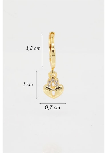 Kadın Kendi Tarzını Oluştur Zirkon Taşlı Kalp Figürlü 1 Adet Küpe-3363 Altın