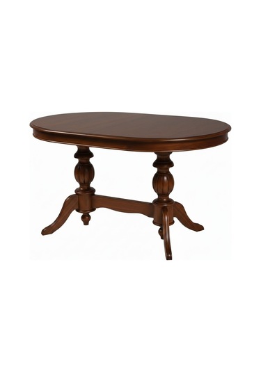 Montclair Çift Baba Ayaklı Masif Ahşap Oval Yemek Masası 90x140 Ceviz