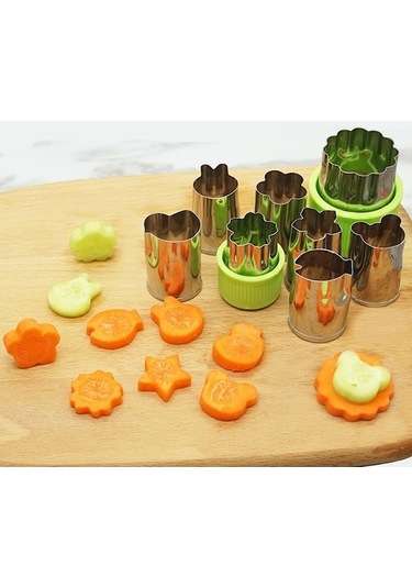 Rogfer 8'i 1 Paslanmaz Çelik Bisküvi Kalıp Seti Sebze Meyve Kesme Kabartma Kalıp, Boyut:8'inde 8 Yeşil Diğer Diğer