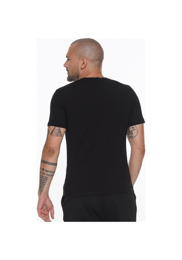 T8569 Dewberry Bisiklet Yaka Erkek T-shırt-siyah Siyah