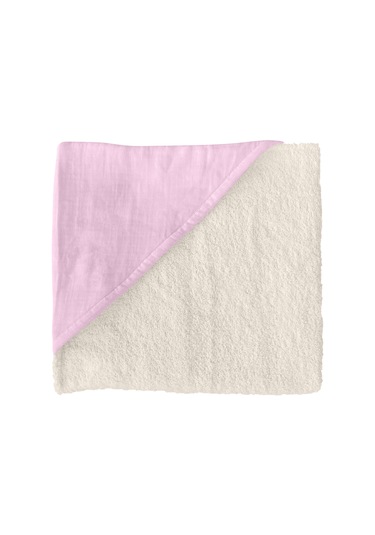 %100 Pamuk Kapşonlu Bebek Çocuk Banyo Havlusu Çift Yönlü P-bej