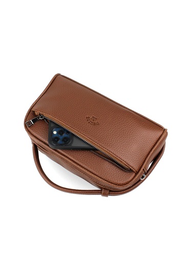 Erkek Taba El Çantası Portföy Çanta İki Bölmeli El Çantası Taba