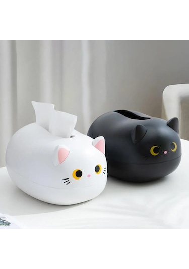 Sıyah-sevimli Kedi Doku Kutusu Masaüstü Tuvalet Kağıdı Tutucu Mutfak Peçete Saklama Kutusu Wc Kağıt Konteyner İskandinav Tarzı Ev Dekorasyon