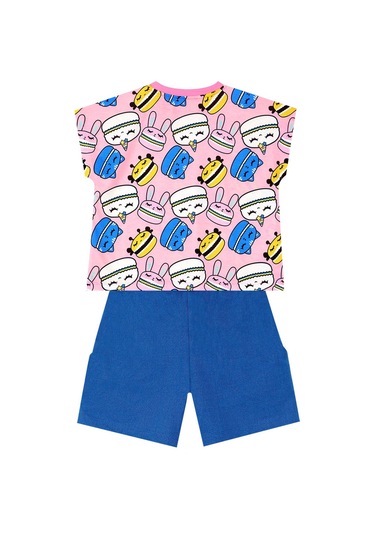 Denokids Mshb&g Tatlı Kurabiyeler Kız Çocuk T-shirt Şort Takım Çok Renkli