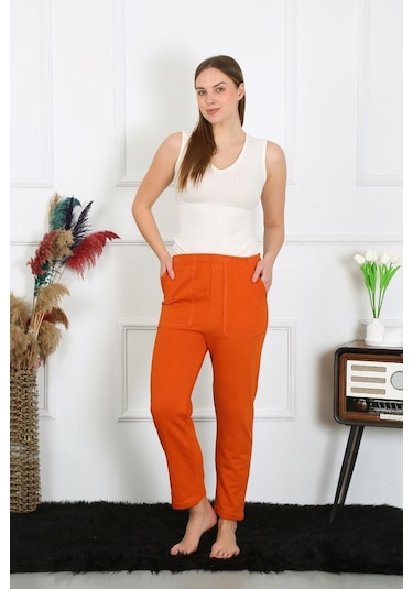 Akbeniz Kadın Pamuk Cepli 3 İplik Alt Eşofman Kremit 27510-kremit Kiremit