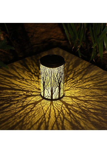 Maiyame Güneş Enerjili Demir Fener, Otomatik Açık/kapalı, Ip44 Su Geçirmez, Bahçe/manzaralı Işık, 5 Ağaç Projeksiyeli, Konforlu Romantik Işık Siyah