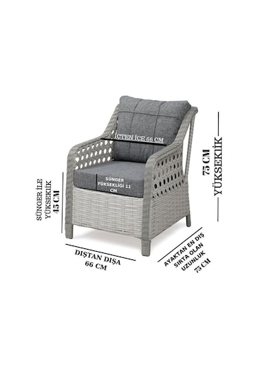 Petra Rattan 3 1 1 Masa 2puf Bahçe Balkon Mobilyası,vizon