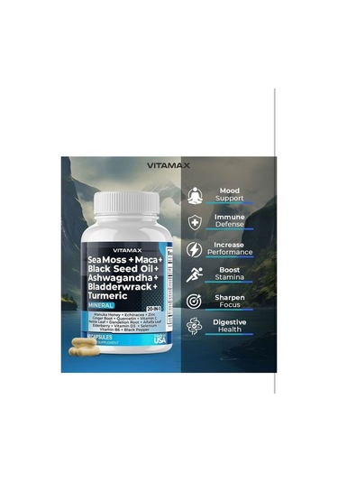 Sea Moss + Maca + Black Seed Oil + Ashw. Bladderwrack + Turmeric 60 Kapsül