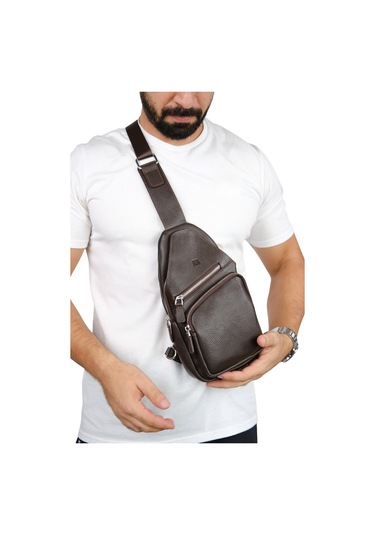 Mft Leather Hakiki Deri Unisex Çapraz Çanta Baggy 6981 Flother Kahve