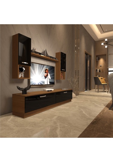 Decoraktiv Eko 5dab Mdf Std Tv Ünitesi Tv Sehpası Ceviz - Siyah