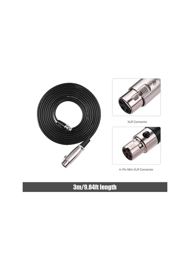Fortunelane 2m Siyah 4-pin Mini Xlr Ta4f Ses Kablosu - Gümüş Açık Bakır İle Ses Kalitesini Artırır, Ev, Sahne Ve Stüdyo İçin Uygu