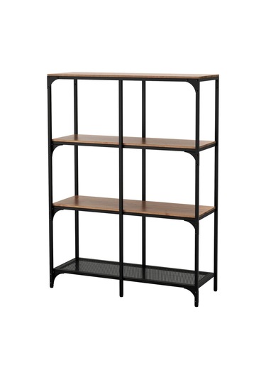 Açık Raf Ünitesi, Siyah, 100x136 Cm Rustik, Metal Ve Ahşap Siyah