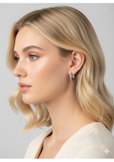 925 Ayar Papatya Silver Çiçek Desenli Halka Küpe.rose.gold.rodaj Gümüş