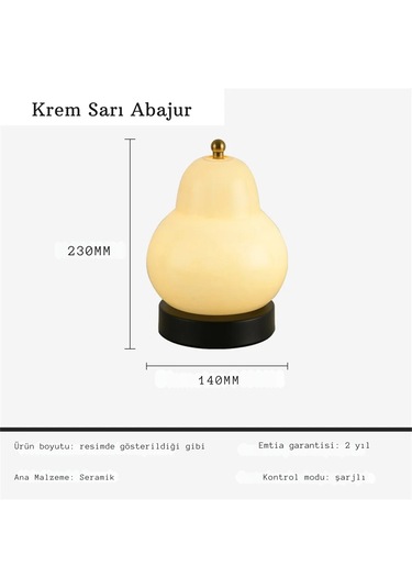 Monozone Masa Lambası Dokunmatik Şarjlı Armut Lamba 3 Modlu