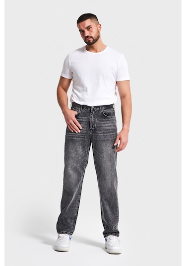 Itsbasic Erkek Füme Renk 4w5-14 Loose Fit %100 Koton Denim Jean