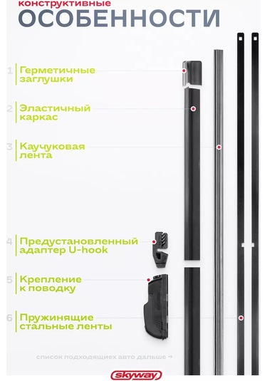 Skyway Ferçevesiz Silecek Lasti 300 Mm, Kancalı 222260807