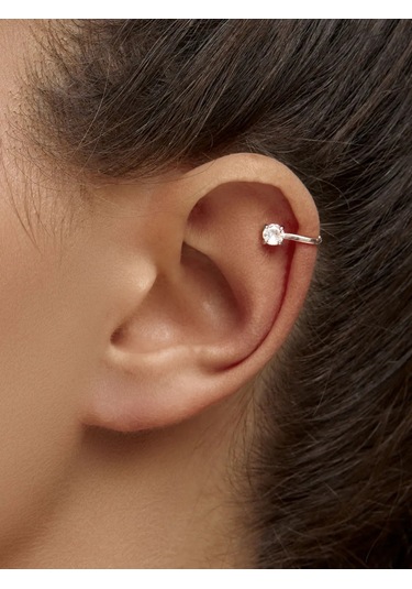 Zoloto Russkih Küpe Kaf Kaf, Delme Gerektirmeyen, 925 Ayar Gümüş Mono Küpeler, Zirkonlı. 145639690 Diğer