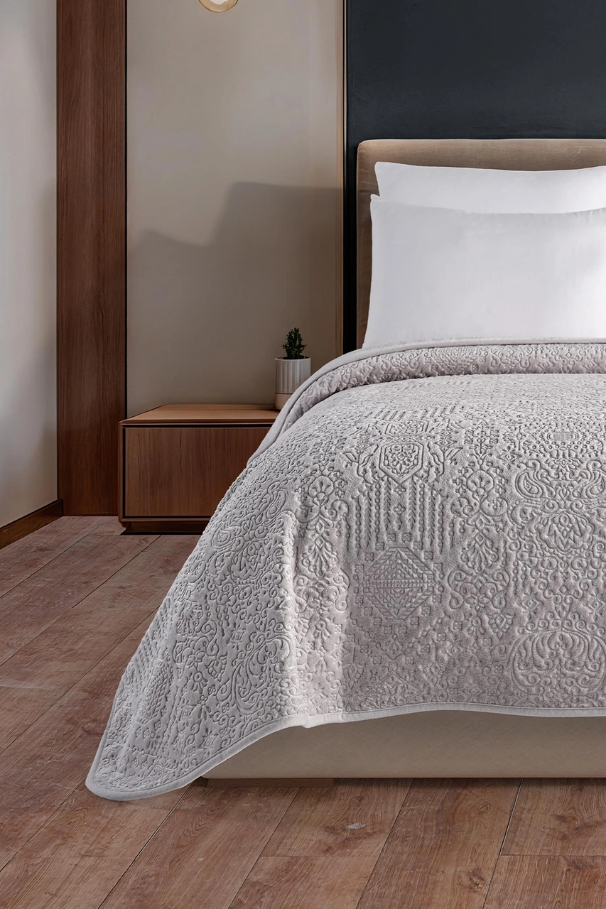 Tulia 220x240 Battal Boy Emboss Battaniye Gri