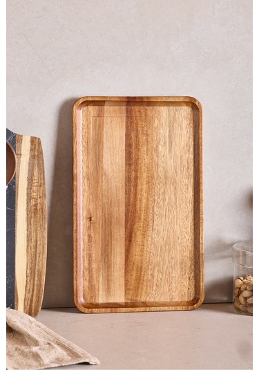 Akasya Dikdörtgen Tepsi 34x21 Cm Kahverengı Kahverengi