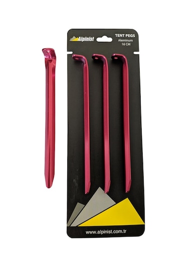 Alpinist Alüminyum 6061 Çadır Kazığı 16 CM Kırmızı 4'lü Kırmızı