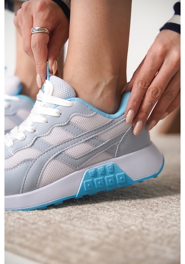 Garantili D0120 Günlük Ortopedik Kadın Sneaker Spor Ayakkabı Gri