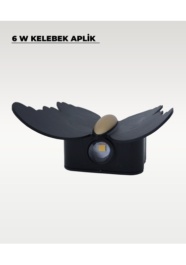 6w. Kelebek Aplik Çift Yönlü Amber Işık Siyah