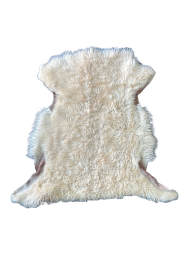 Gerçek Uzun Tüylü Koyun Postu Krem 70x50 Cm