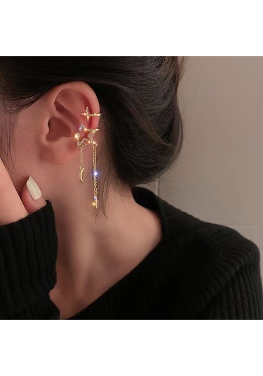 Samdoo Altın Renkli Haç Desenli Tassellı Sansürsüz Küpe, Minimalist Ins Stil, Gövde Dostu, Kolay Kullanıma Uygun, Gelişmiş Görünüm, Sertifikalı Kalite Gold